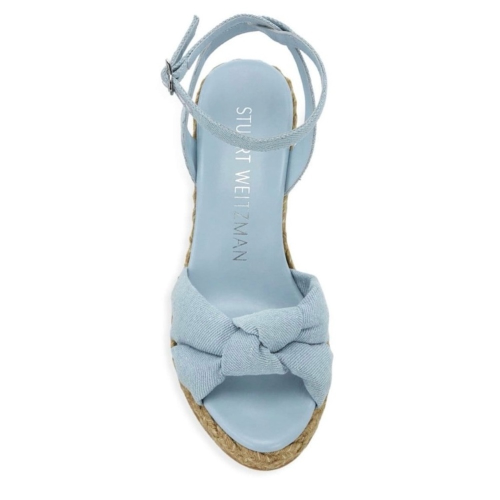 Stuart Weitzman Sky Blue Espadrille Wedge Sandals